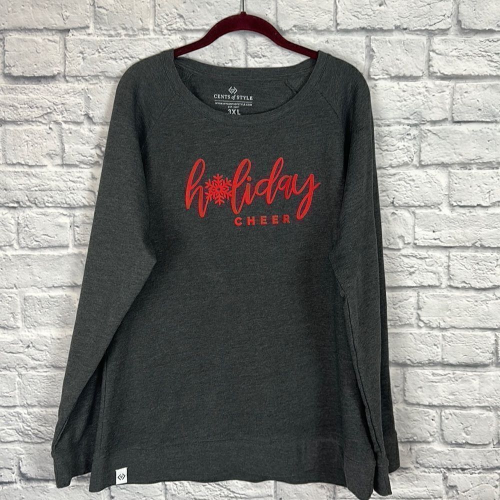 Cents of Style Gray Sweatshirt HOLIDAY CHEER Size 3X
